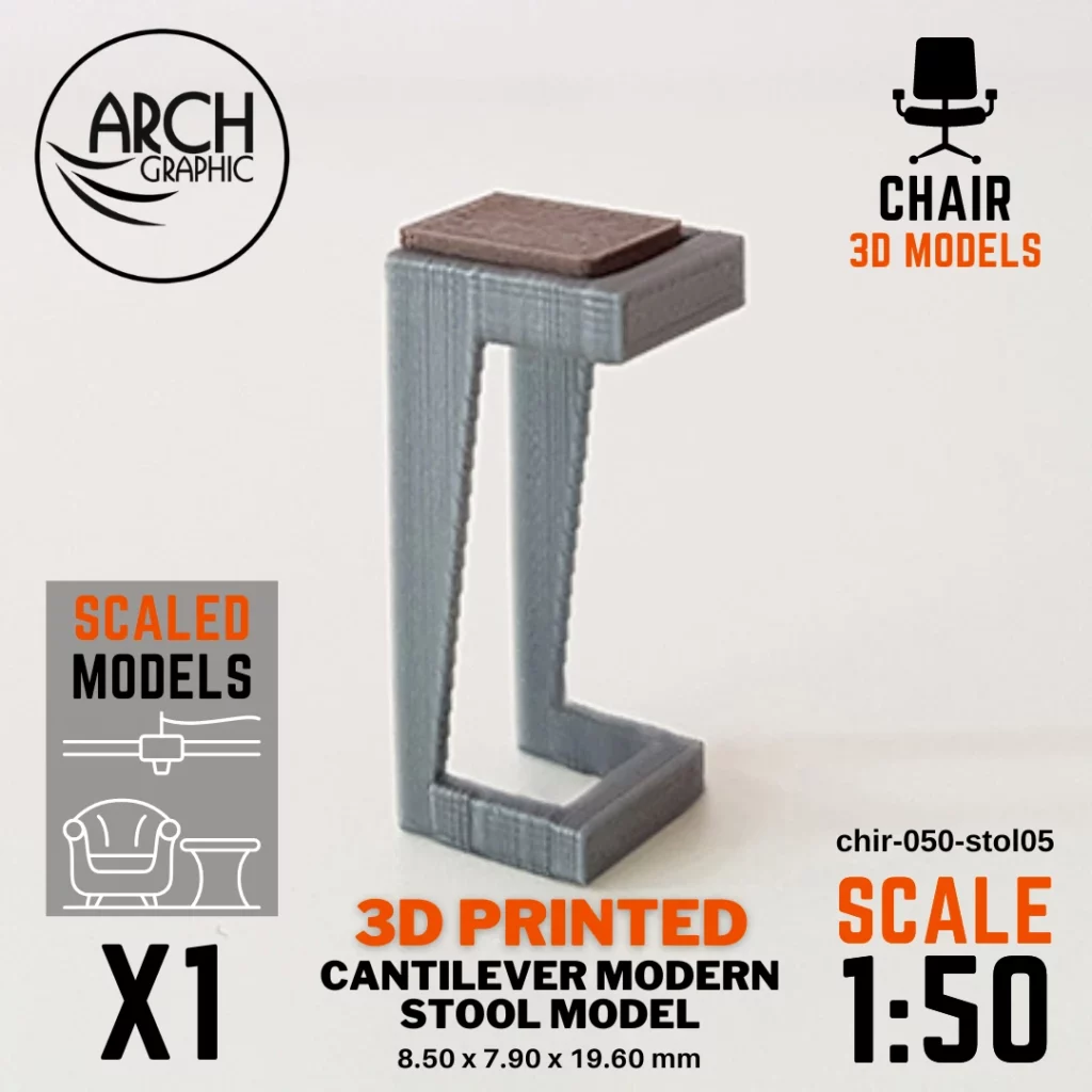 Best 3D Printing Company in UAE Provides Cantilever Modern Stool Model Scale 1:50 to use for Interior 3D Projects