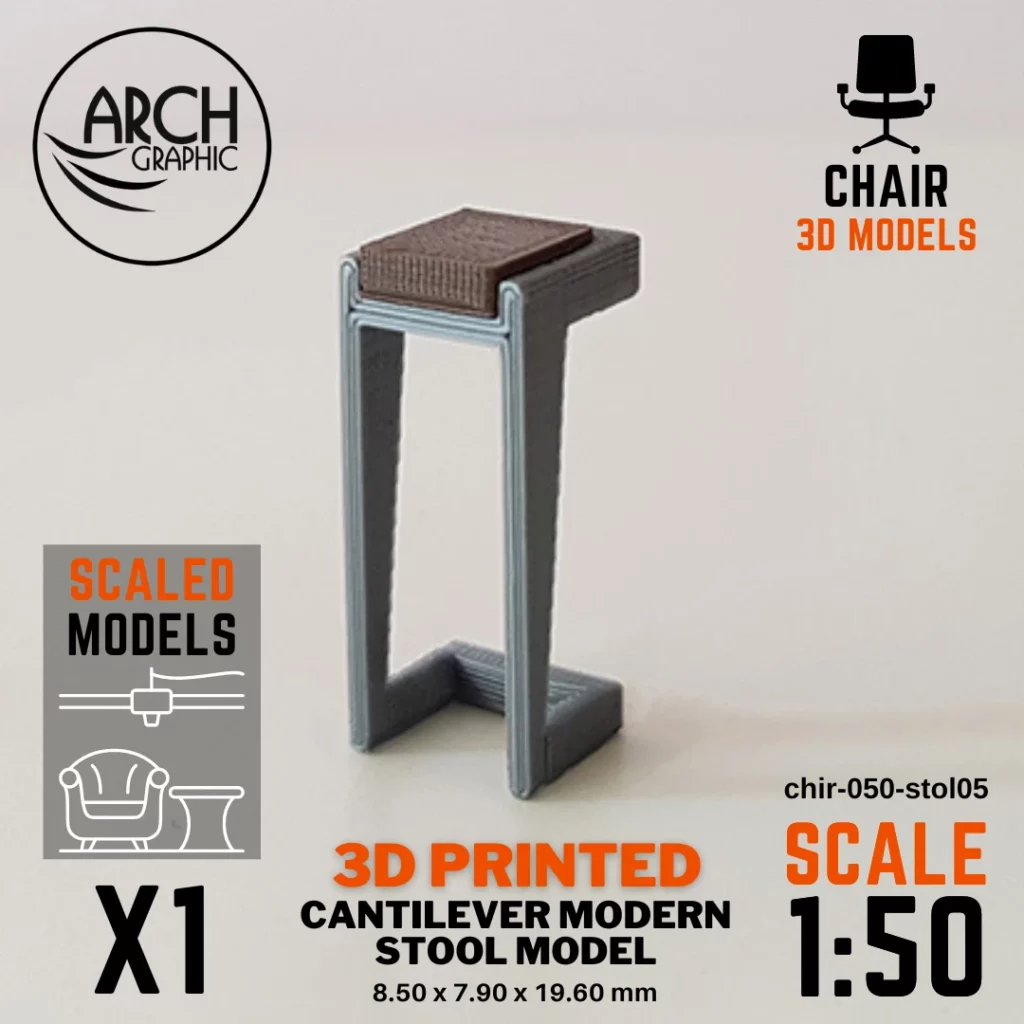 Best Price 3D Printed Cantilever Modern Stool Model Scale 1:50 in Dubai using best 3D Printers in UAE for Interior Designers