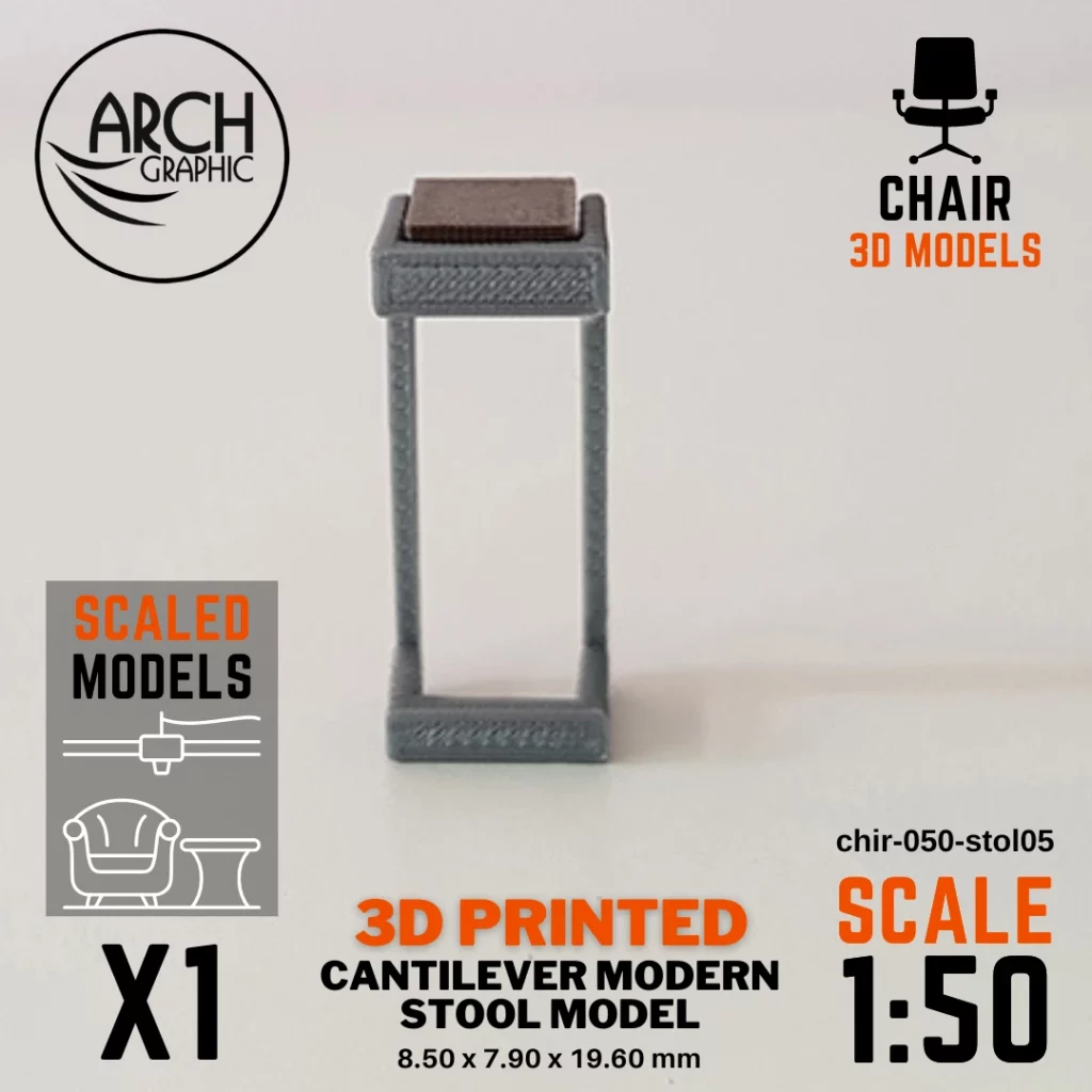 3D printed cantilever modern stool model scale 1:50