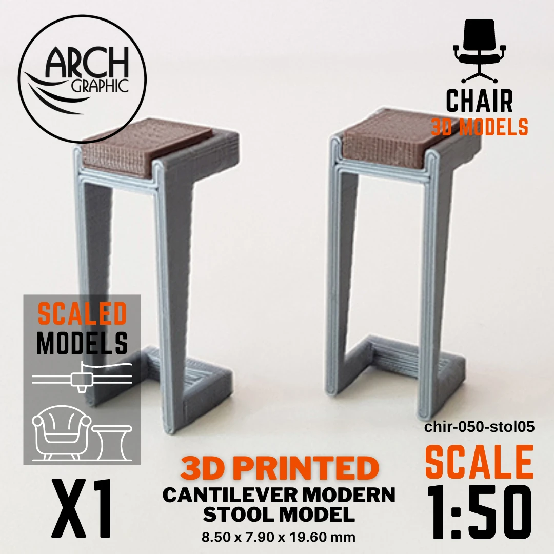 Best 3D Printing Hub in UAE Making 3D Printed Scaled models of Cantilever Modern Stool Model Scale 1:50 for Interior students 3D Projects