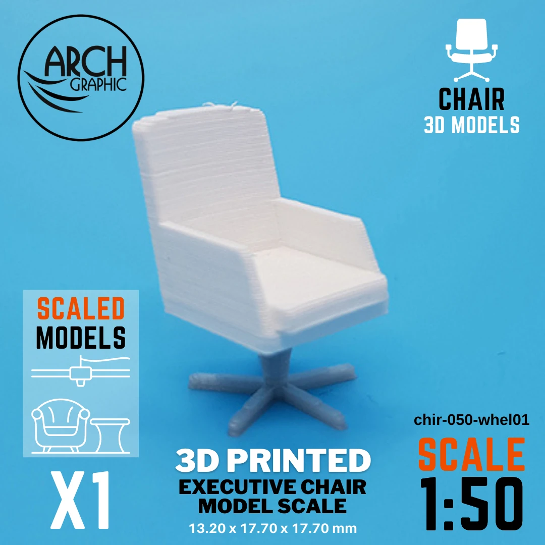 Best Price 3D Printed Executive Chair Model Scale 1:50 in Dubai using best 3D Printers in UAE for Interior Designers