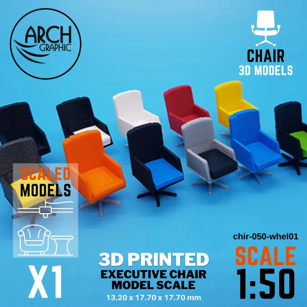 Best 3D Printing Company in UAE Provides Executive Chair Model Scale 1:50 to use for Interior 3D Projects