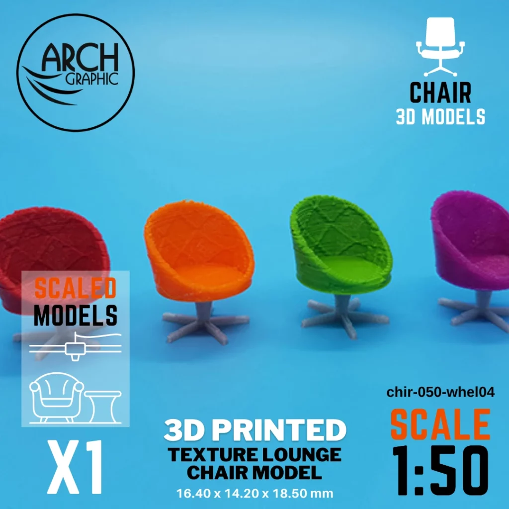Best Price 3D Printed Texture Lounge Chair Model Scale 1:50 in Dubai using best 3D Printers in UAE for Interior Designers
