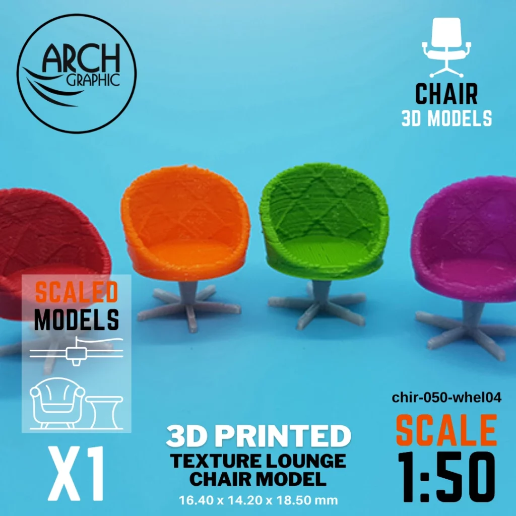 Best 3D Printing Company in UAE Provides Texture Lounge Chair Model Scale 1:50 to use for Interior 3D Projects