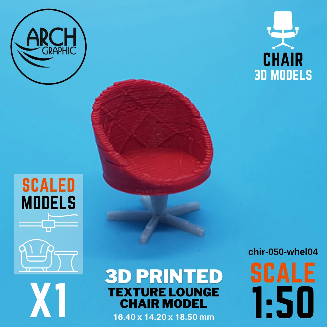 3D Printed Texture Lounge Chair Model Scale 1:50 for scaled models