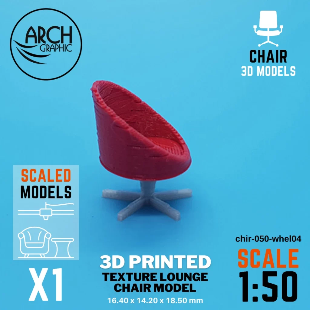Fast 3D Printing Shop making 3D print Texture Lounge Chair Model Scale 1:50