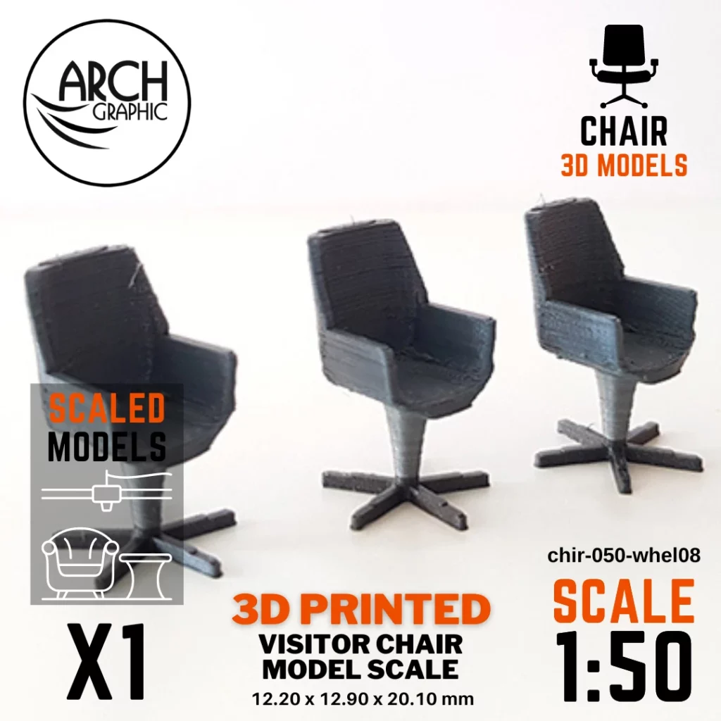 Best 3D Printing Hub in UAE Making 3D Printed Scaled models of Visitor Chair Model Scale 1:50 for Interior students 3D Projects