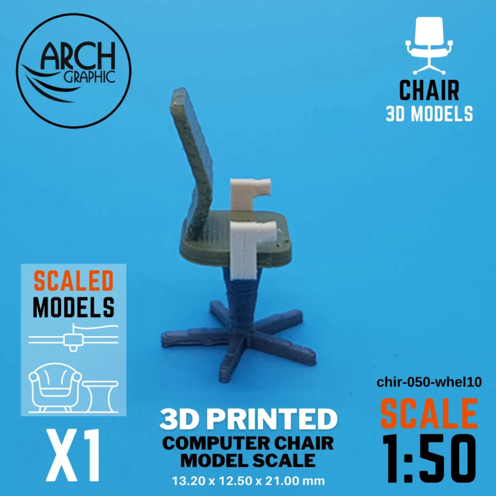 Best Price 3D Printed Computer Chair Model Scale 1:50 in Dubai using best 3D Printers in UAE for Interior Designers