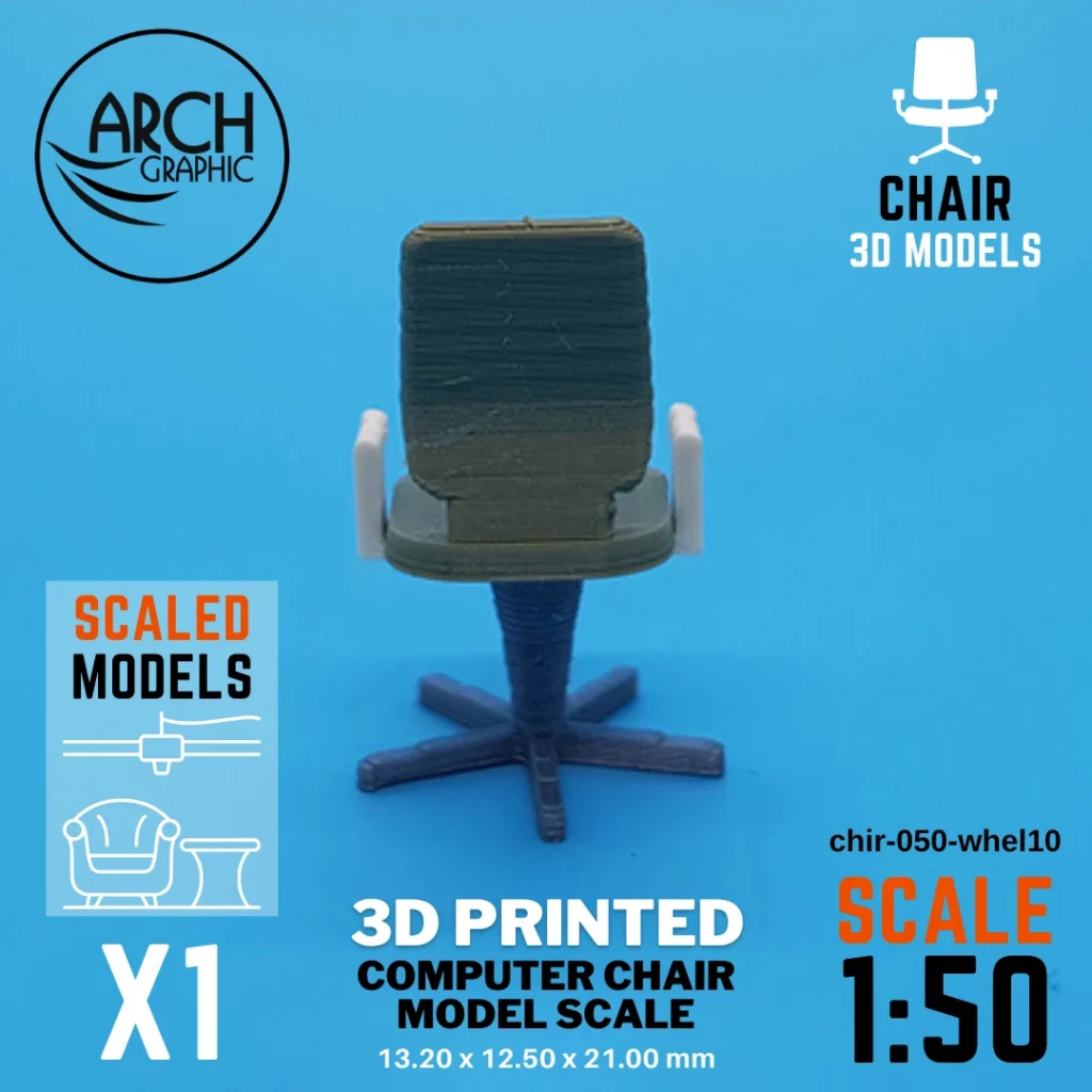 Best 3D Printing Hub in UAE Making 3D Printed Scaled models of Computer Chair Model Scale 1:50 for Interior students 3D Projects