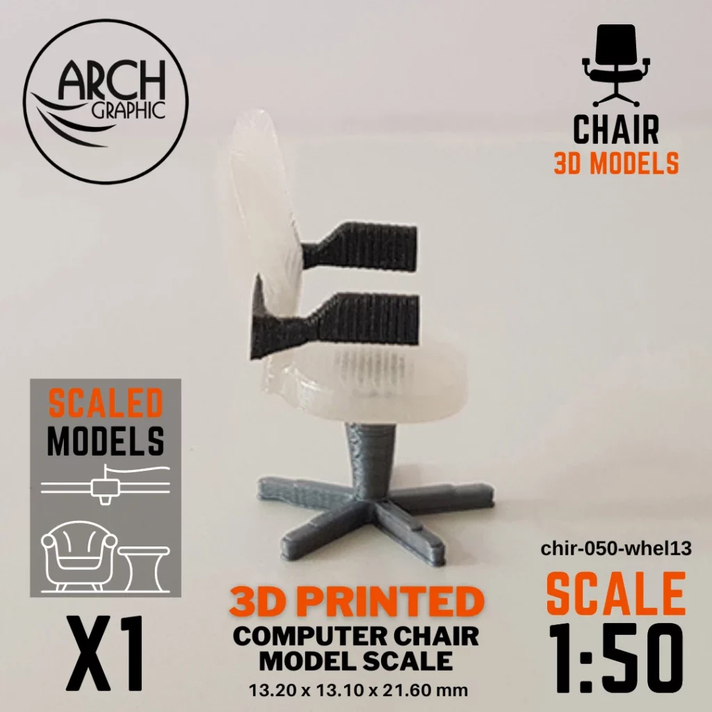 Best Price 3D Printed Computer Chair Model Scale 1:50 in Dubai using best 3D Printers in UAE for Interior Designers