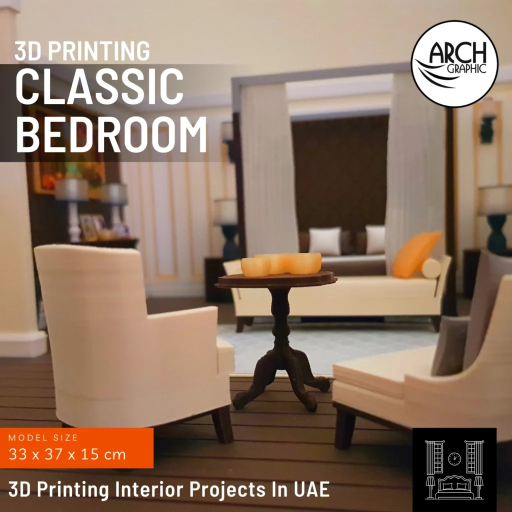 3d printed classic bedroom interior model