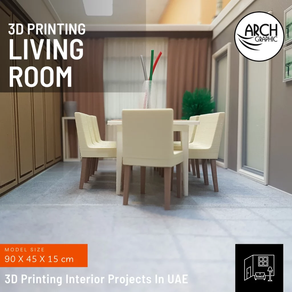 3d printed living room interior model in UAE