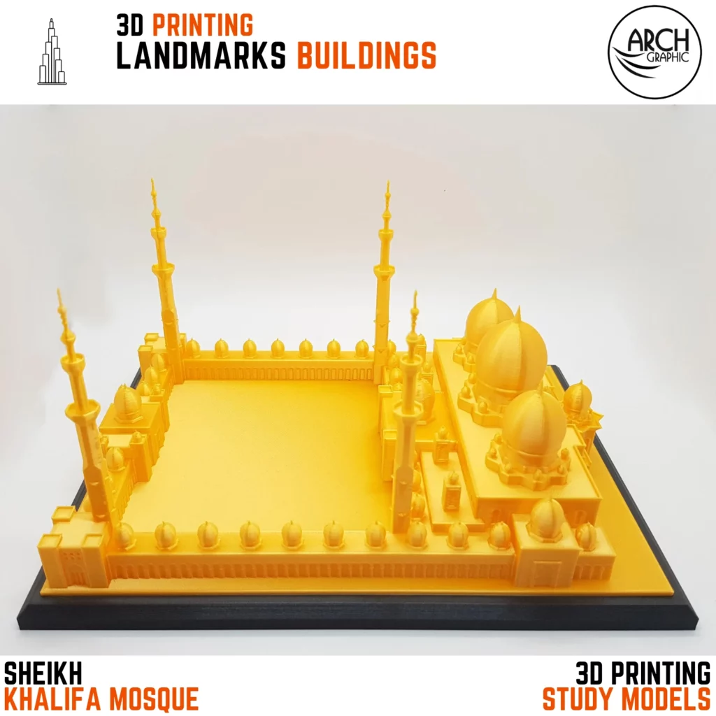 3D Printing Golden Color Sheikh Zayed Mosque