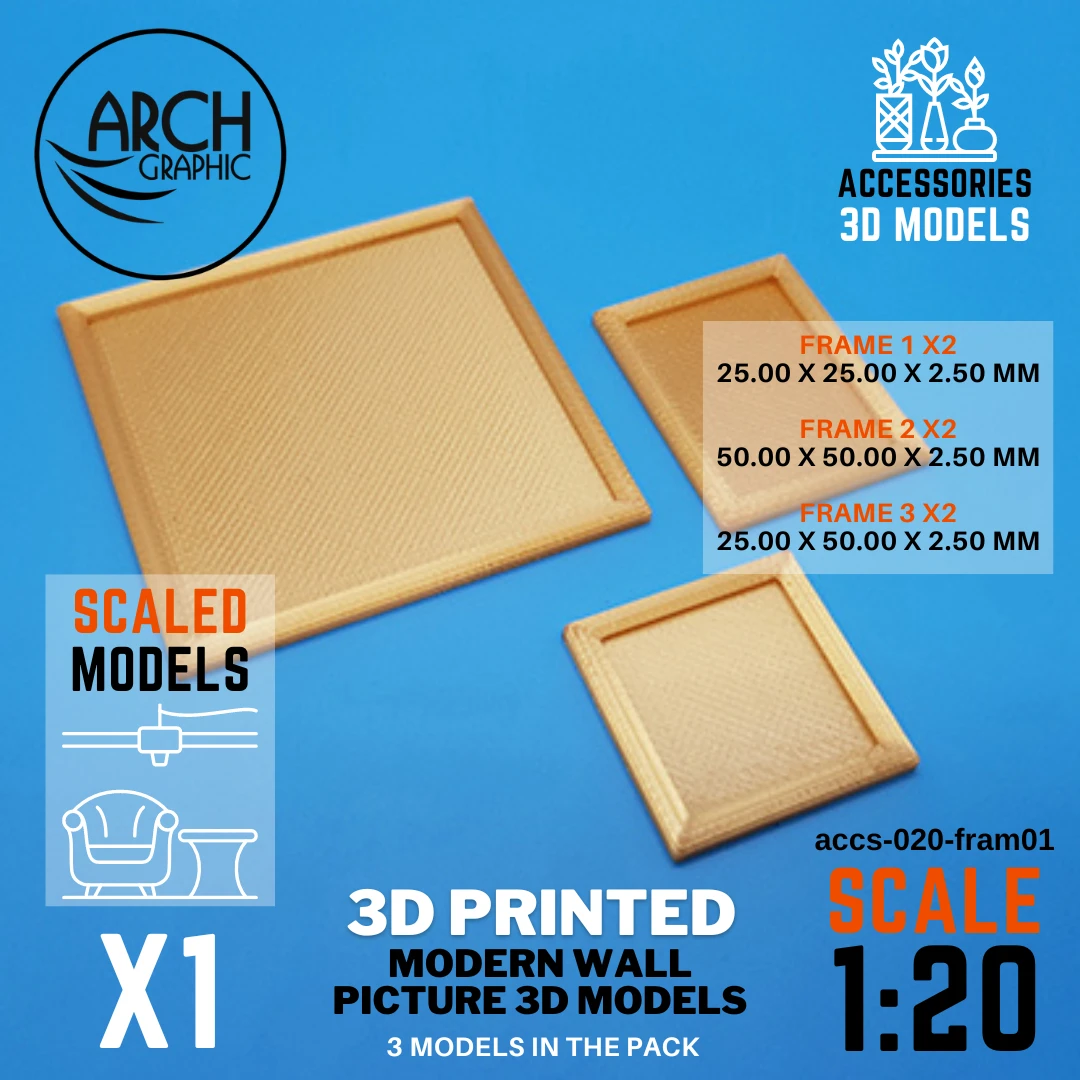 Best Price 3D Print Models for Interior Modern Wall Picture Frames in Scale 1:20