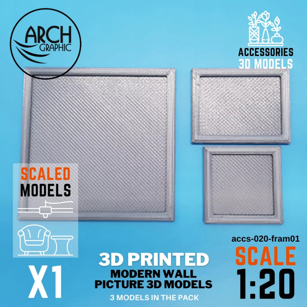 High-Quality 3D Print Modern Wall Picture Frames Models scale 1:20 in UAE