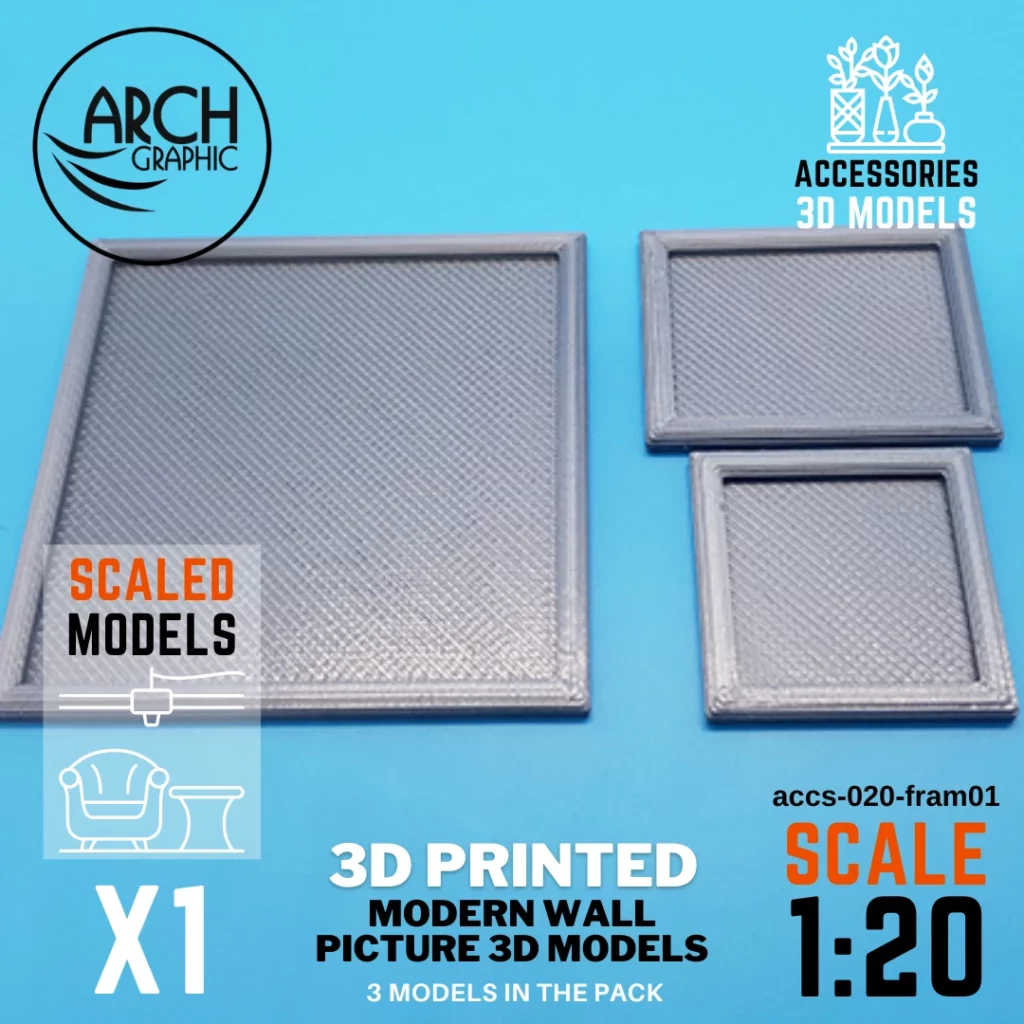 Best 3D Models Company in UAE for Modern Wall Picture Frames Models scale 1:20