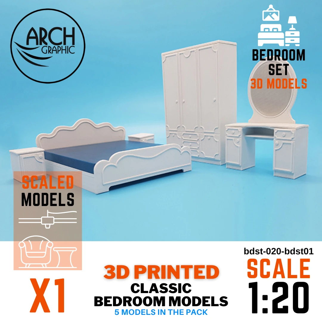 3D Print Classic Bedroom model scale 1:20 by 3D Printing company in UAE.