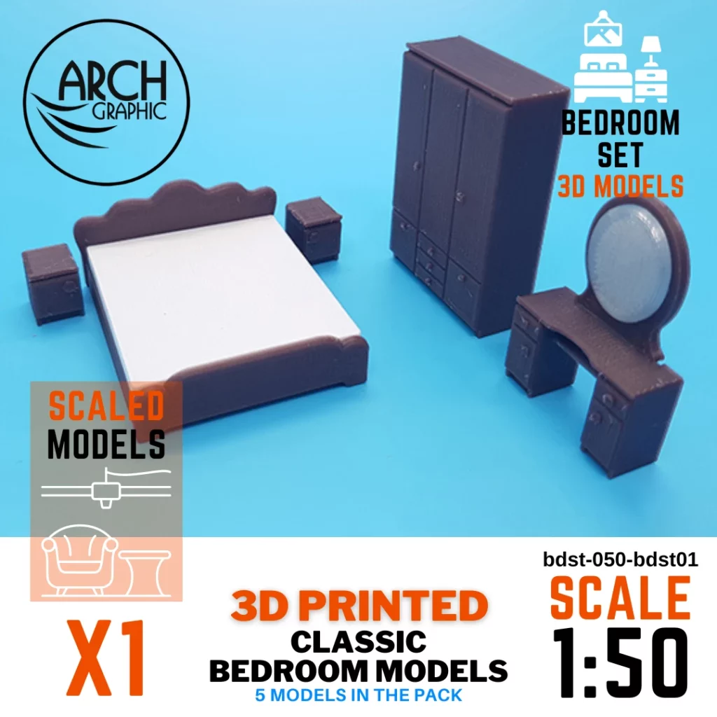 High-Quality 3D Printing Bedroom Model scale 1:50 in UAE.