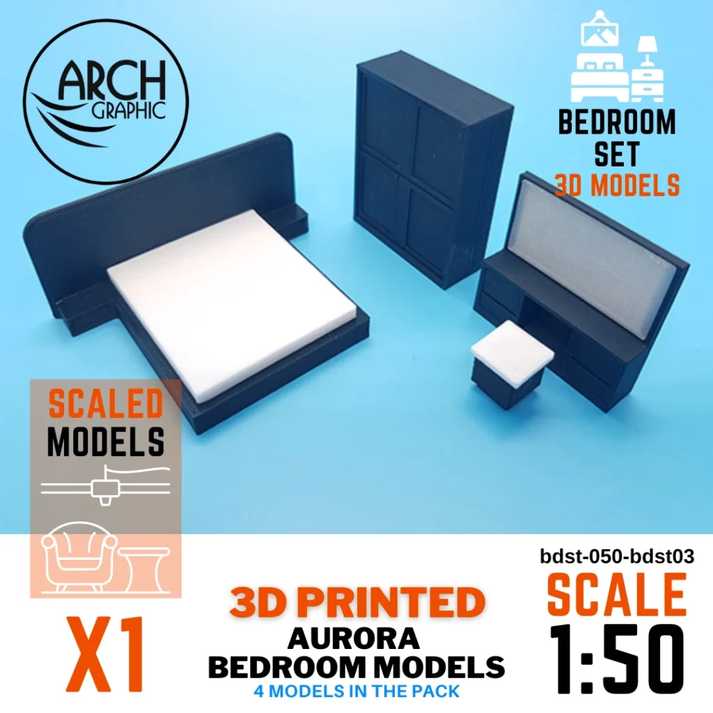3D Print Aurora Bedroom model scale 1:50 by a 3D Printing company in UAE.