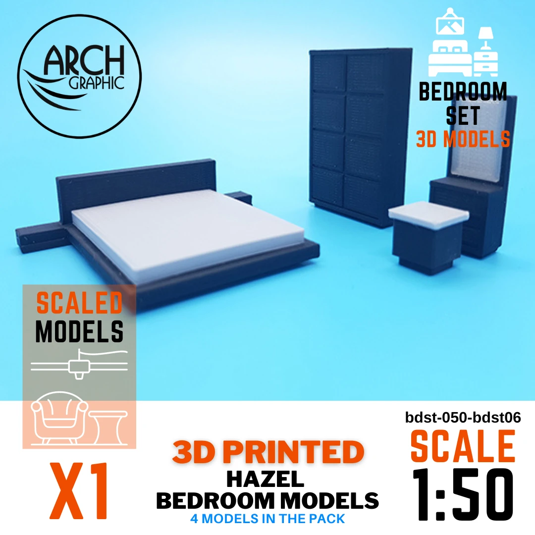 3D Print Hazel Bedroom model scale 1:50 by a 3D Printing company in UAE.