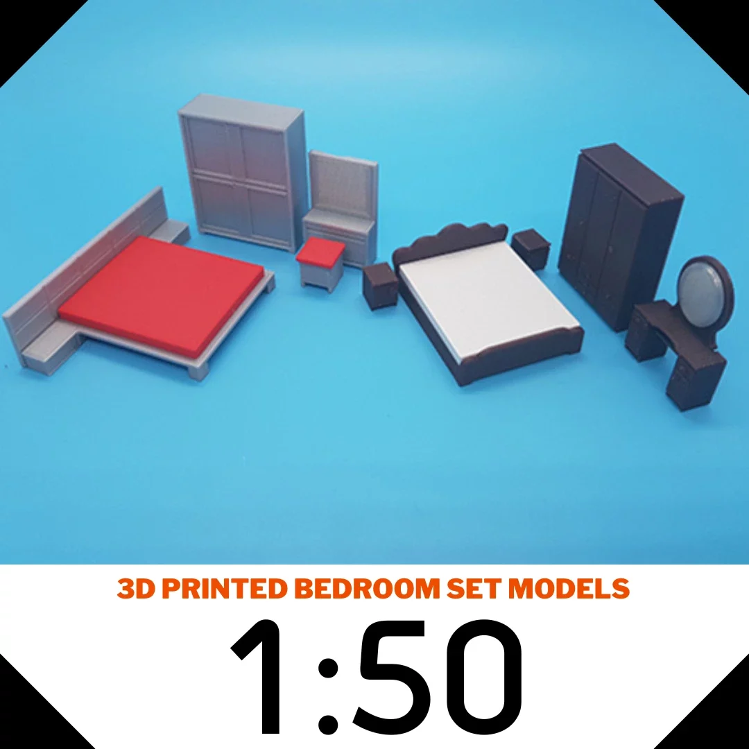 3D Printed bedroom set models scale 1:50