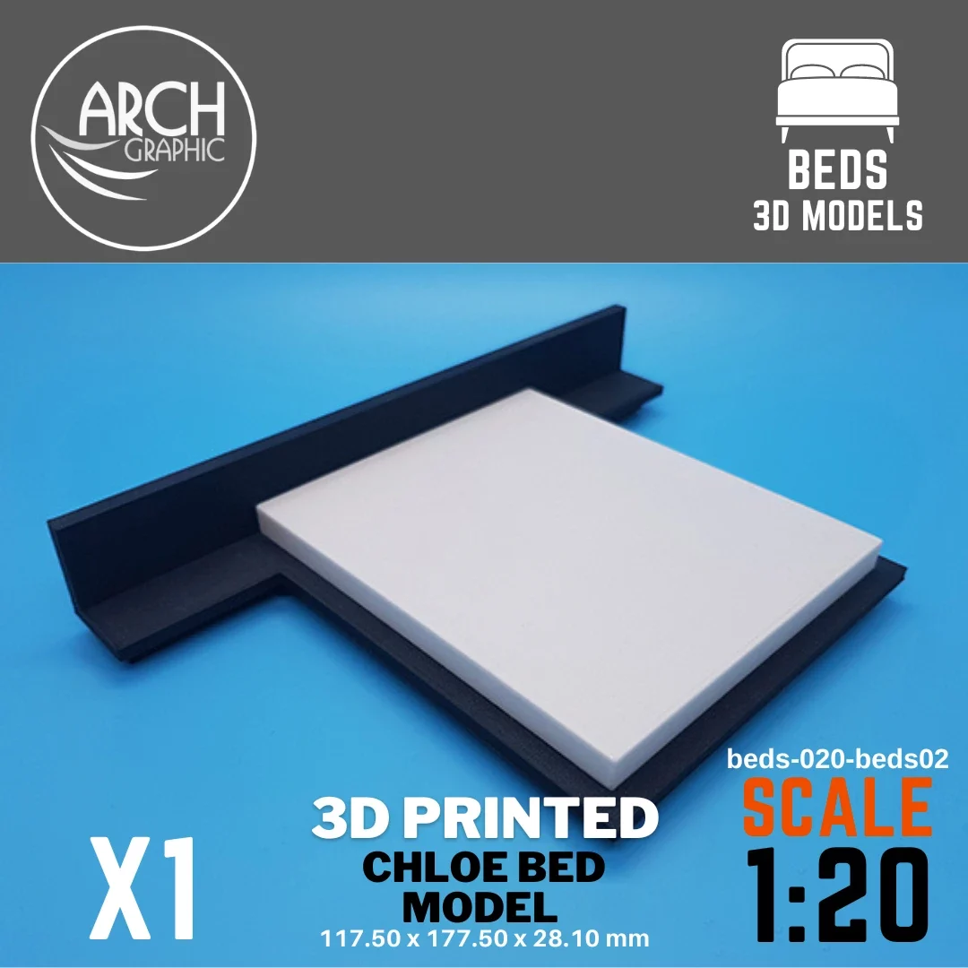 3D printed Chloe bed model scale 1:20