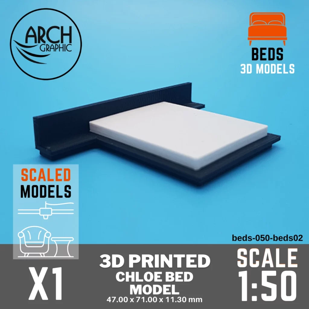 3D printed Chloe bed model scale 1:50