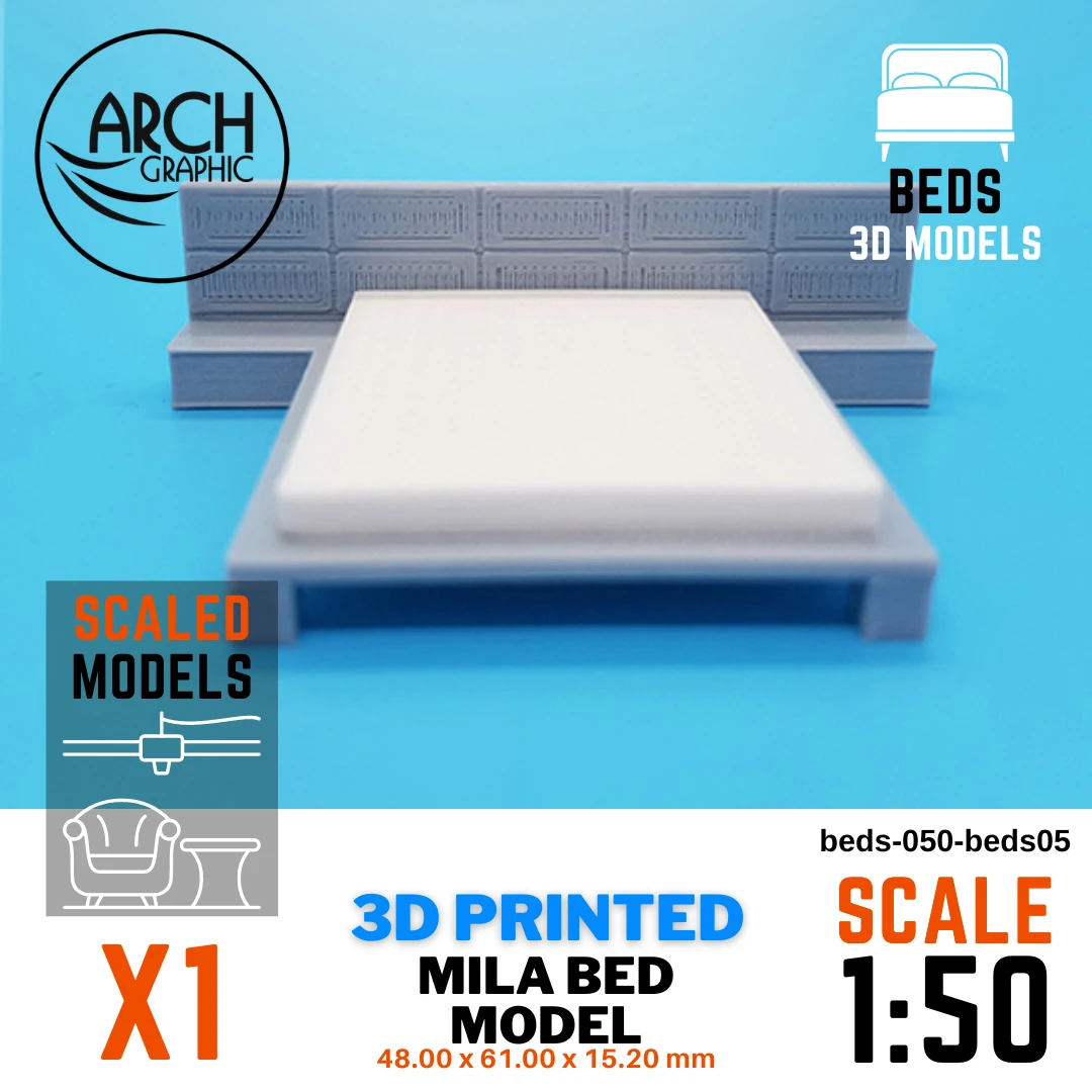 Scale 1:50 3D Print Mila Bed and Mattress using Best 3D Printers in Dubai