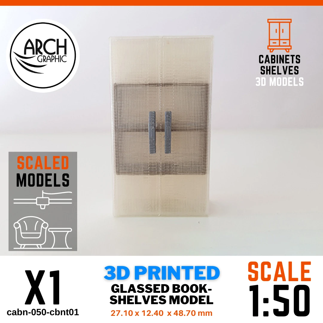 3D printed glassed book-shelves model scale 1:50