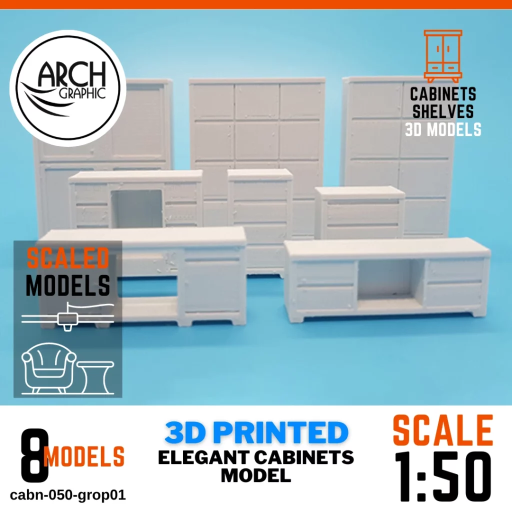 Best price 3D Printing service for scaled cabinets scale 1:50 models for interior projects in Dubai