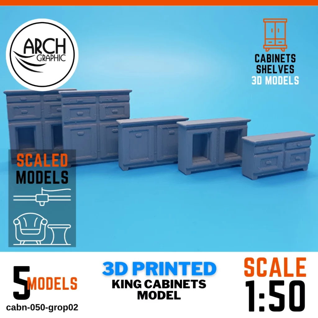 3D printed king cabinets model scale 1:50