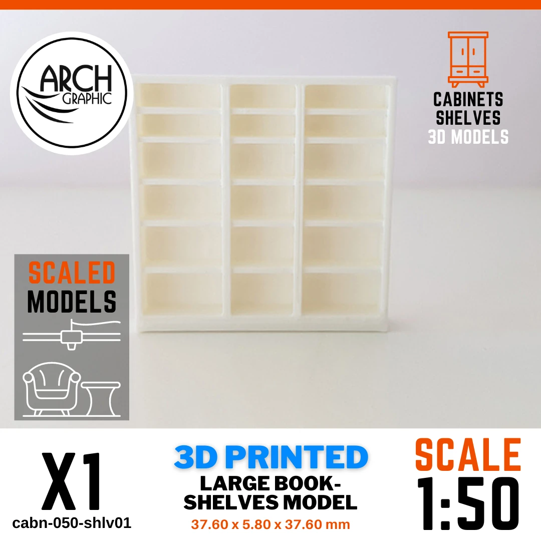 3D printed large book-shelves model scale 1:50