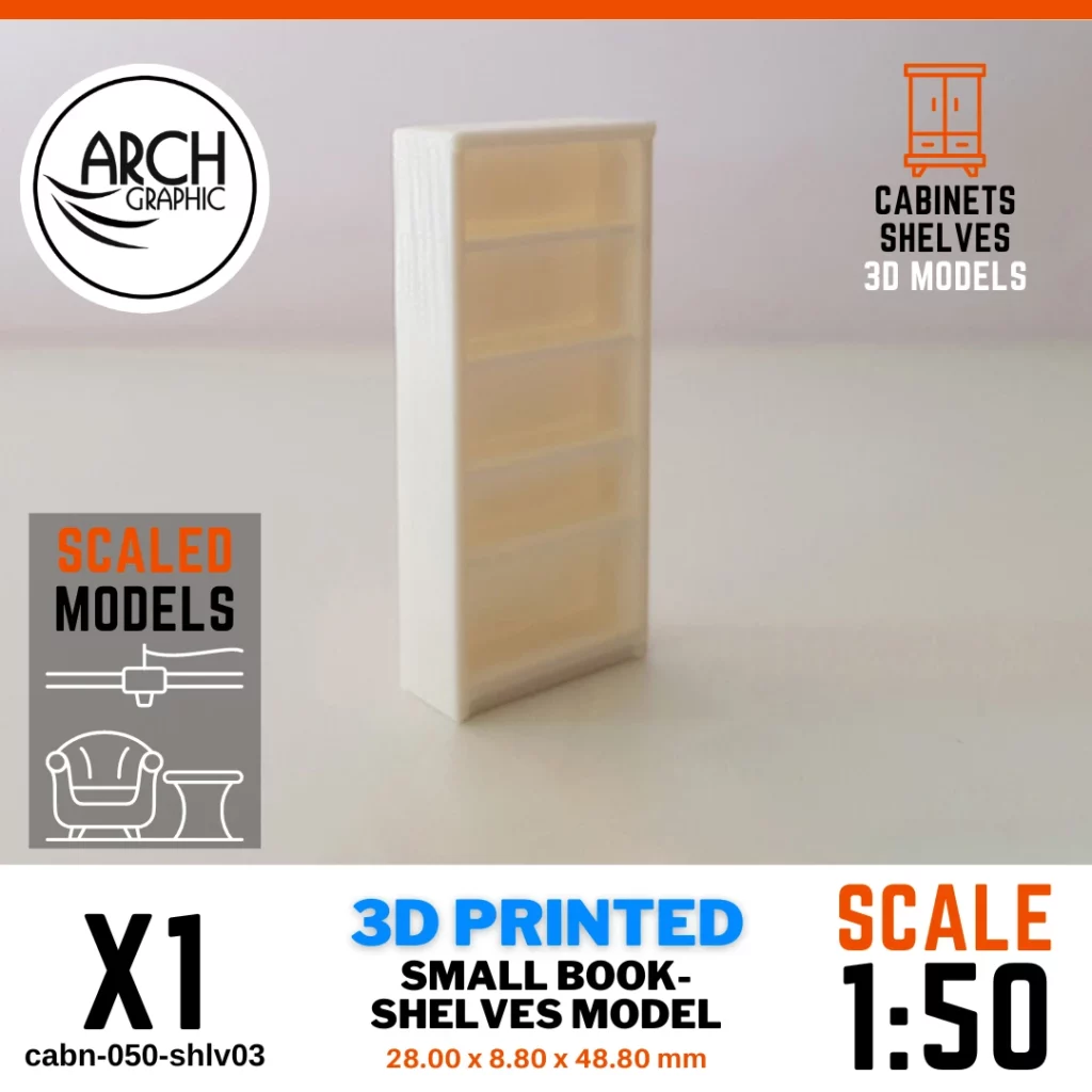 3D printed small book-shelves model scale 1:50