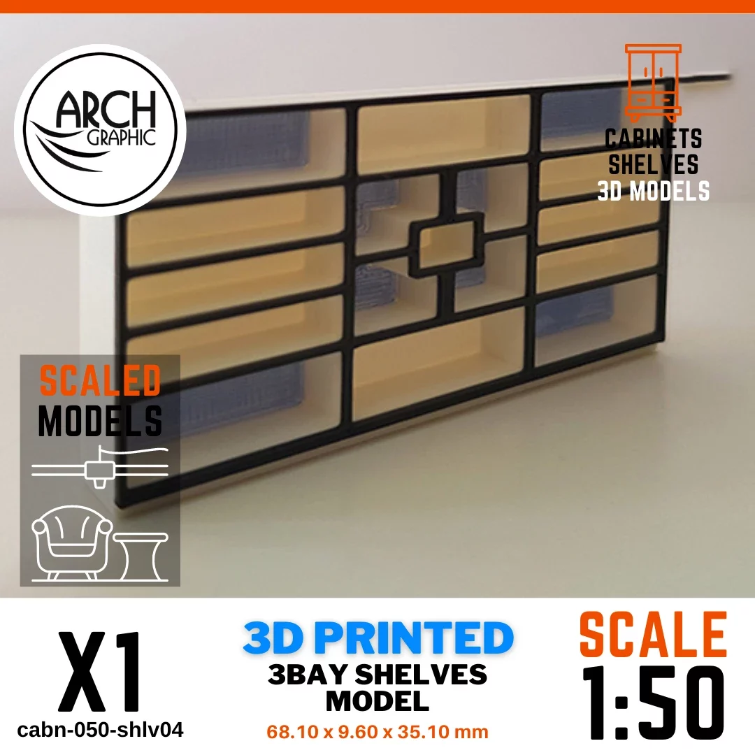 3D printed 3bay shelves model scale 1:50