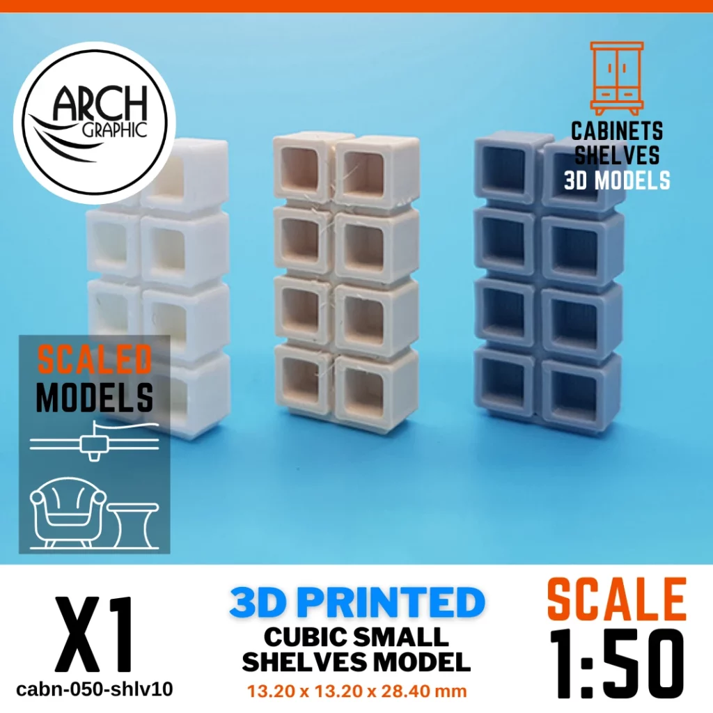 3D printed cubic small shelves model scale 1:50