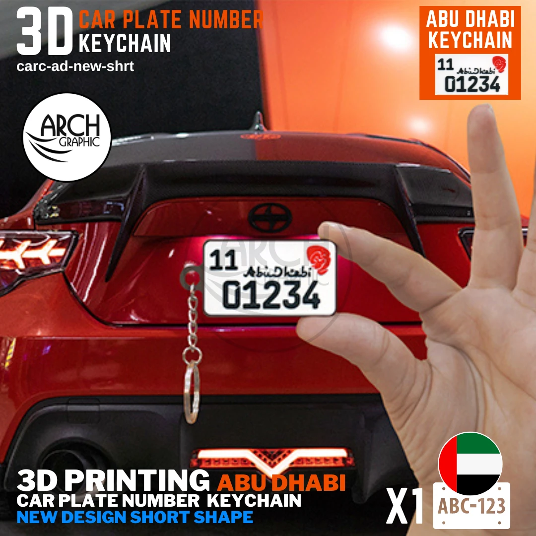 personalized 3D Printed ABU DHABI New Design Short Shape keychains