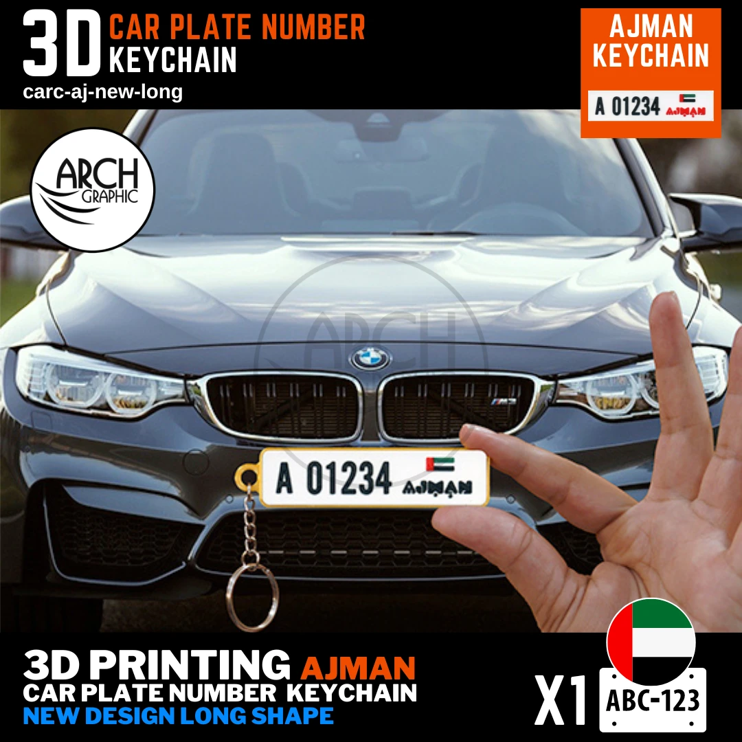 Personalized 3D Printing of Ajman New Design Long Shape keyring