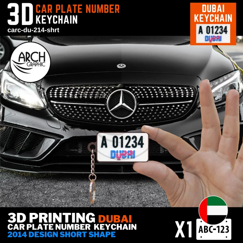 Personalized 3D Printing of Dubai 214 Design Short Shape keyring