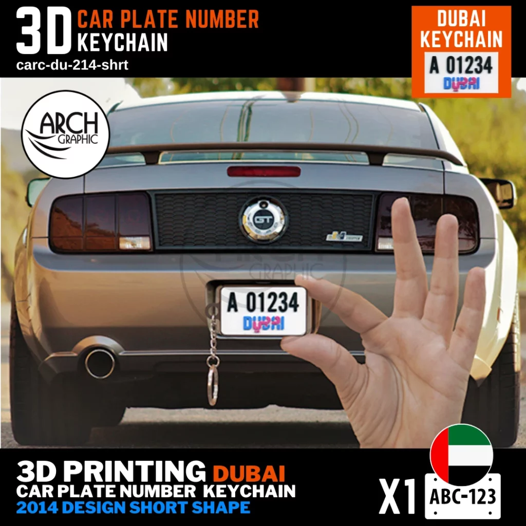 3D Print for Dubai 214 Design Short Shape Keyring