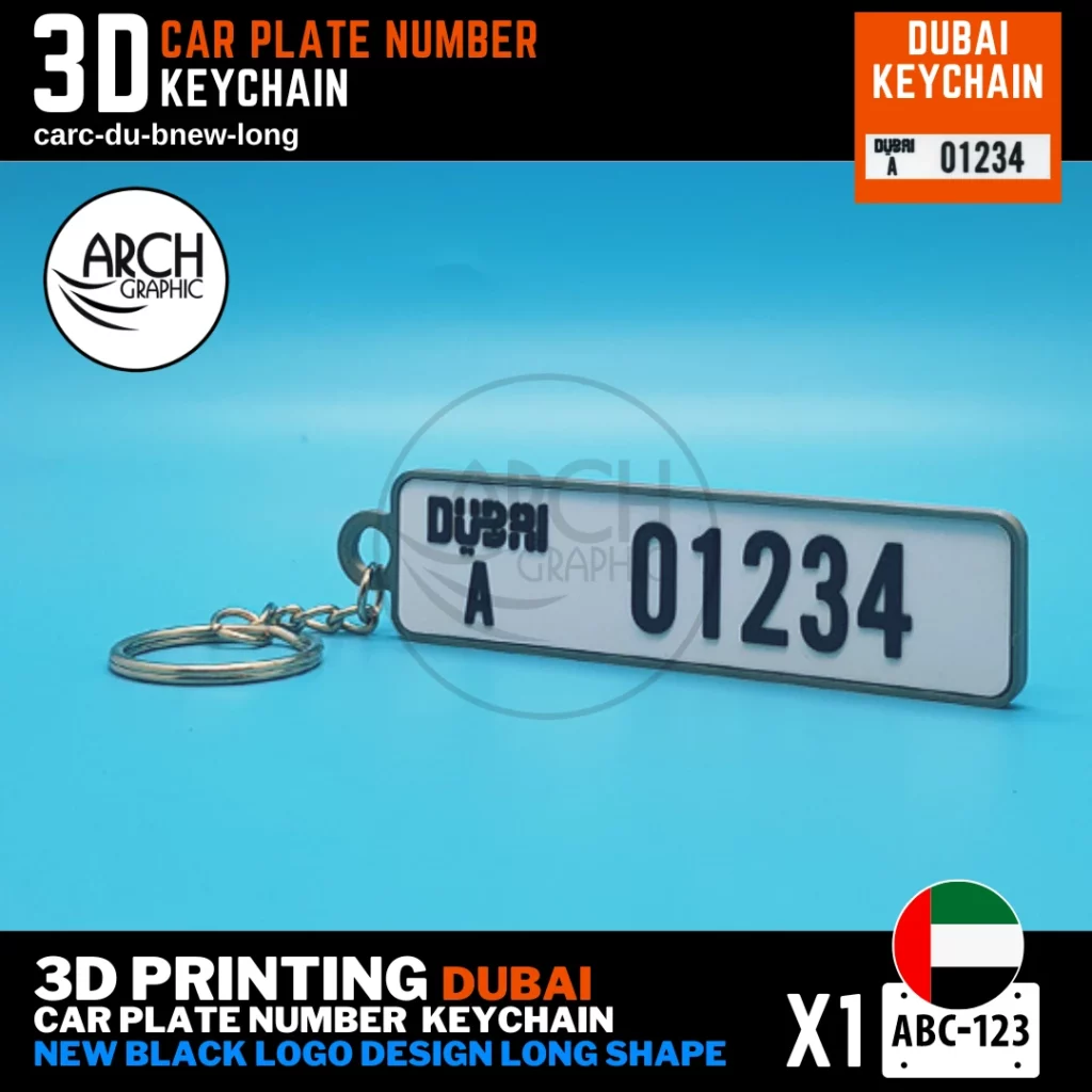 3D Printing Dubai Black New Design Long Shape Keychain