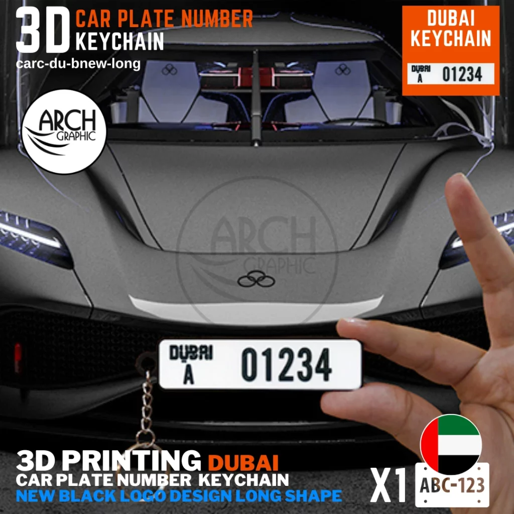 Personalized 3D Printing of Dubai Black New Design Long Shape keyring