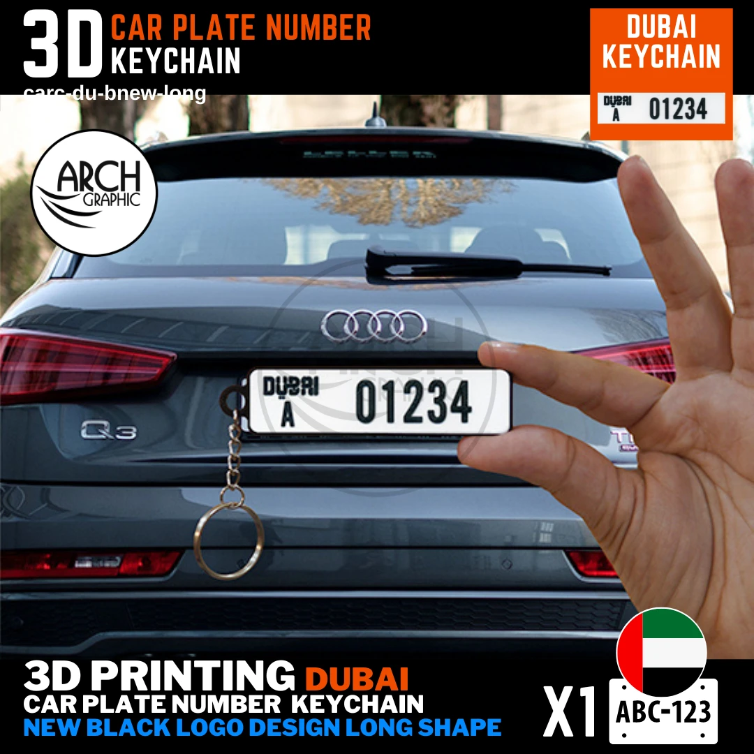 3D Print for Dubai Black New Design Long Shape Keyring