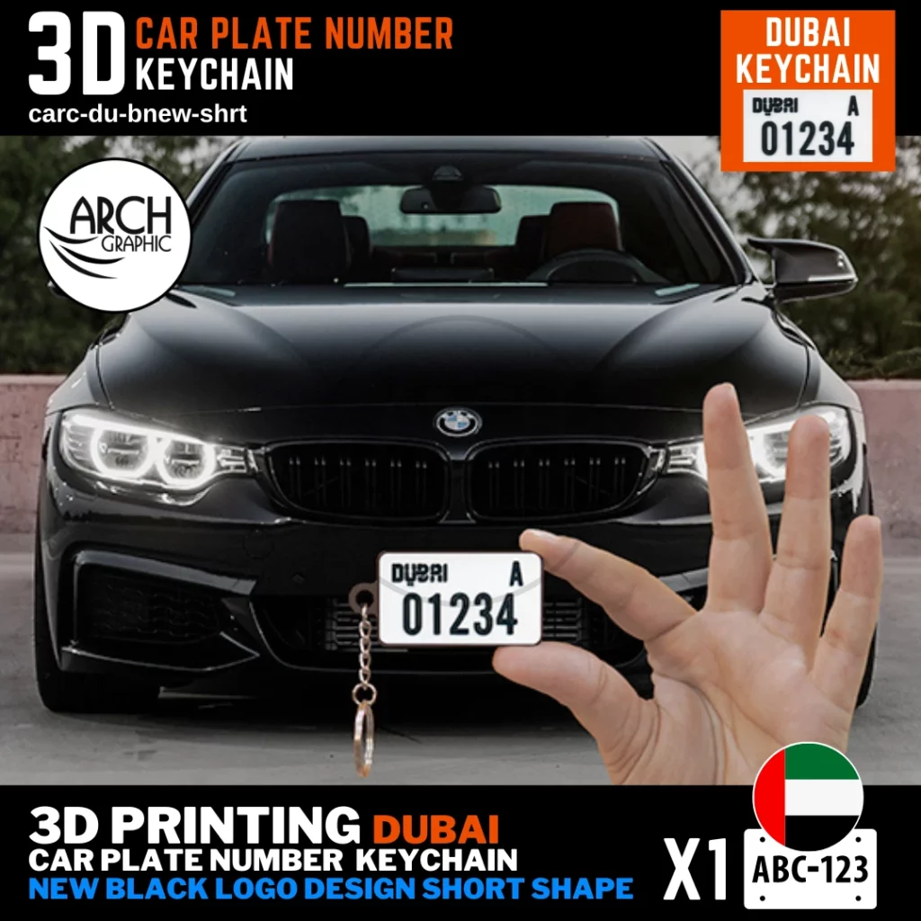 Personalized 3D Printing of Dubai Black New Design Short Shape keyring