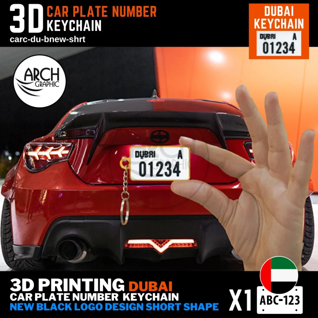 Dubai 3D Printed Mini Black New Design Short Shape Key-chain