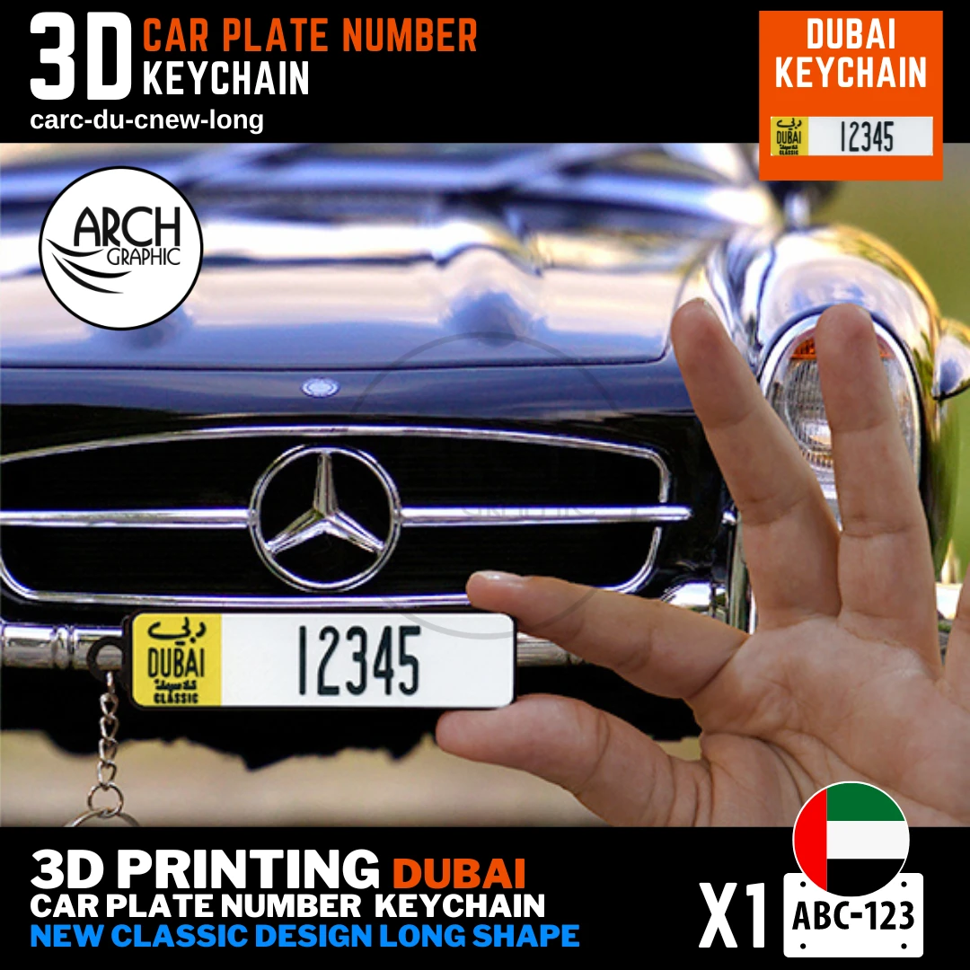 Personalized 3D Printing of Dubai Classic New Design Long Shape keyring