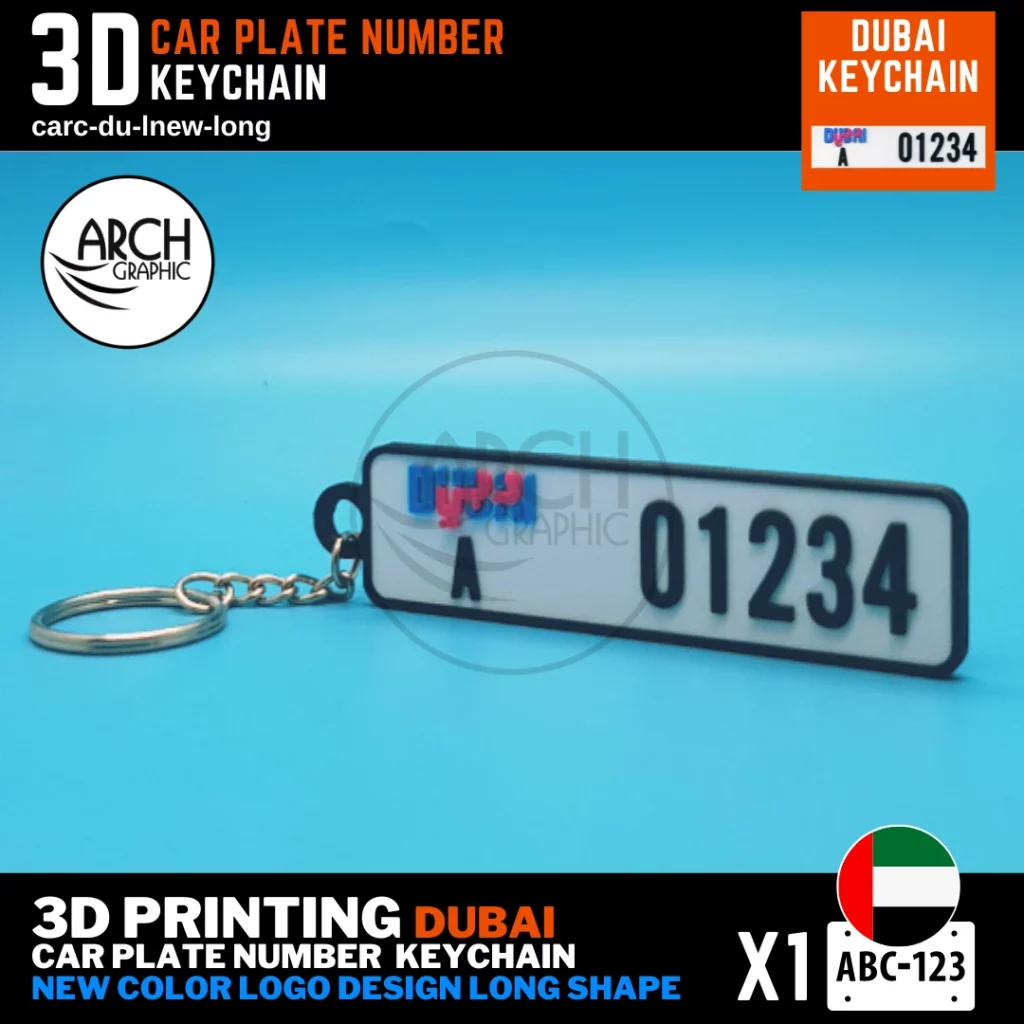 3D Printing Dubai Color Logo New Design Long Shape Keychain