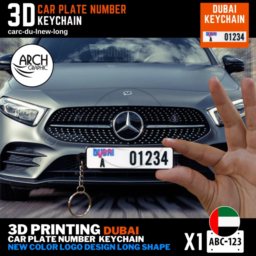 Personalized 3D Printing of Dubai Color Logo New Design Long Shape keyring