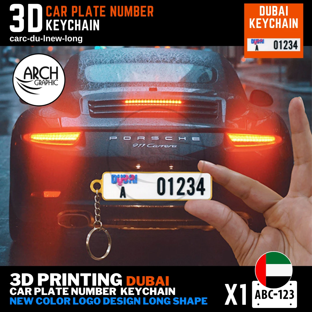 Dubai 3D Printed Mini Color Logo New Design Long Shape Key-chain