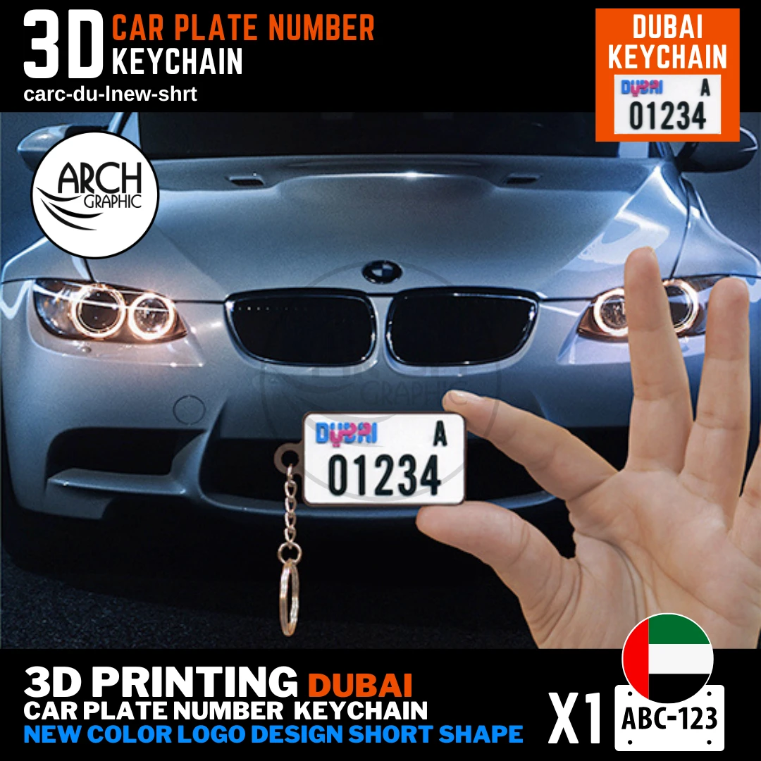 Personalized 3D Printing of Dubai Color Logo New Design Short Shape keyring