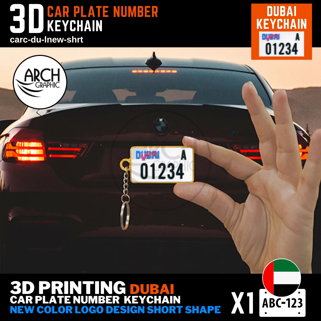 Dubai 3D Printed Mini Color Logo New Design Short Shape Key-chain